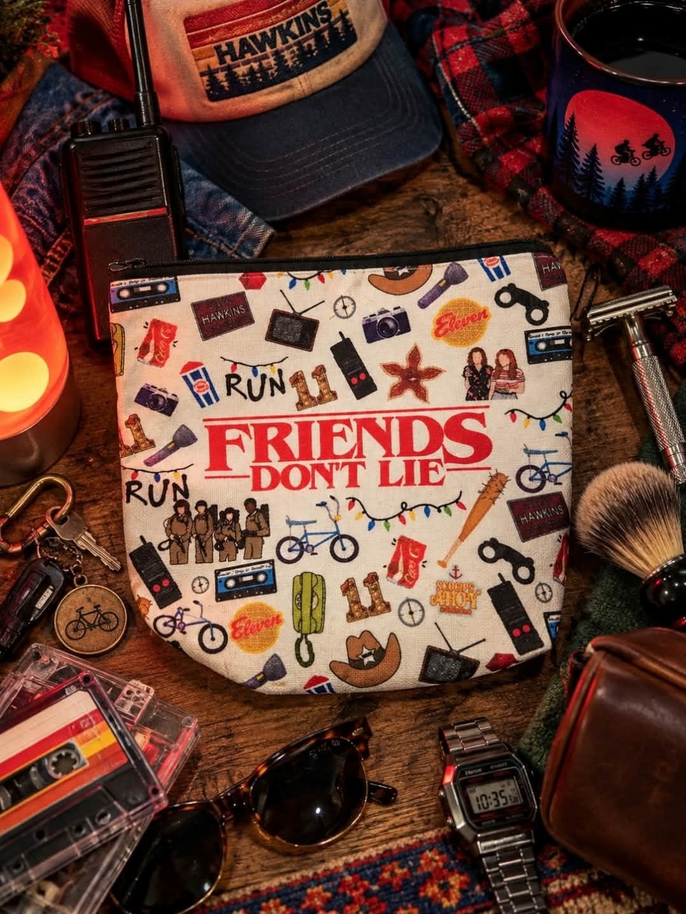 Stranger Things Friends Don’t Lie Pouch | Neo Nostalgia 80s Retro Fandom